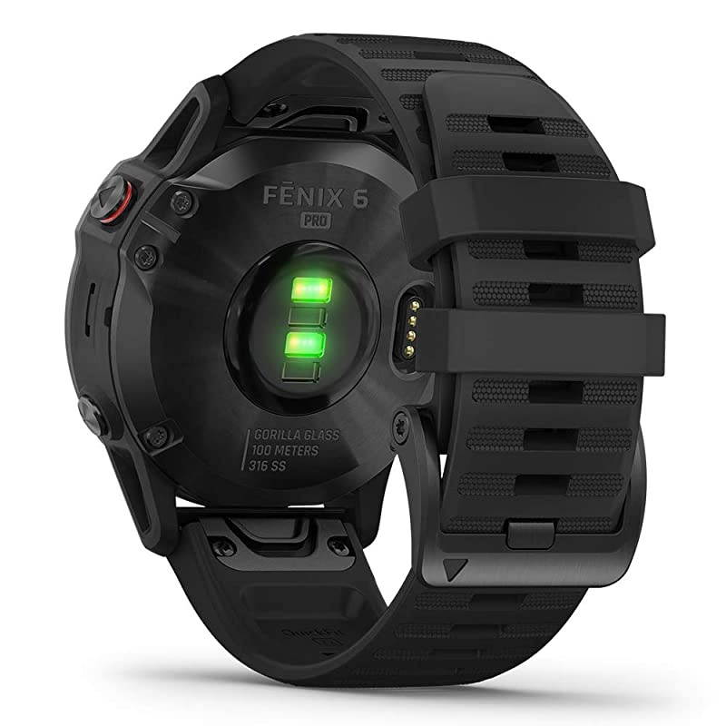 Garmin Fenix 6 Pro (Black with Black Band) Gift Box Bundle | +HD Screen Protectors,  Portable Charger, Car/Wall Adapters & Protective Case | Multisport Fitness Watch