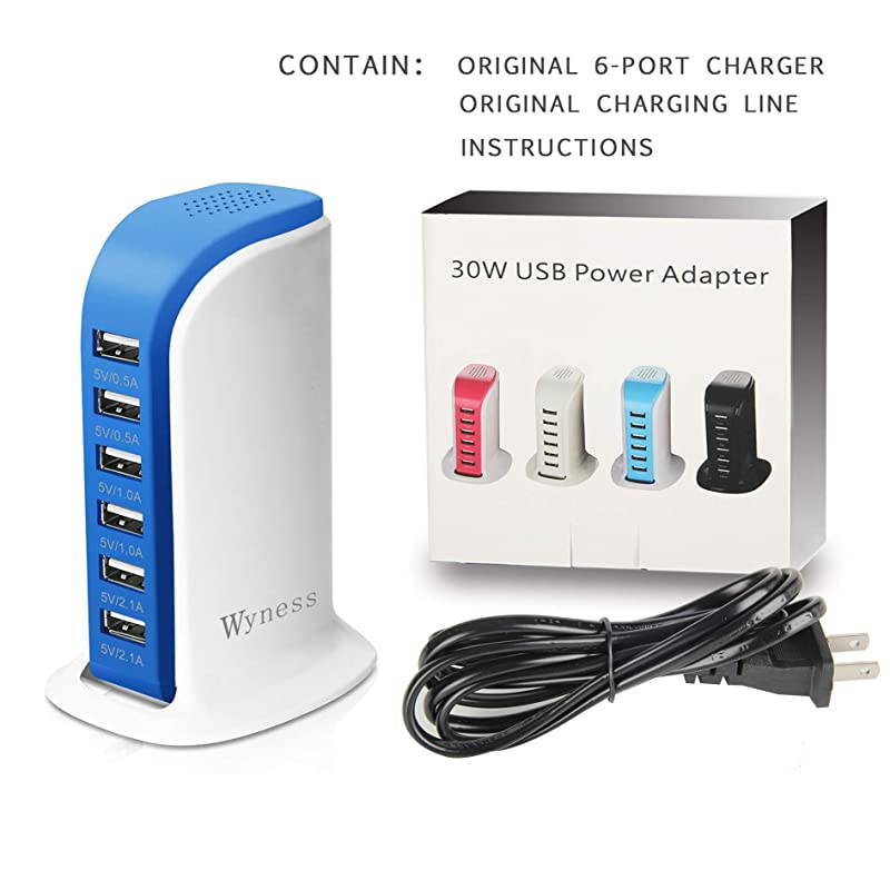 USB Wall Charger Desktop Charging Station Quick Charge 21Compatible with PhonesTablets Smartphones and MoreWhite