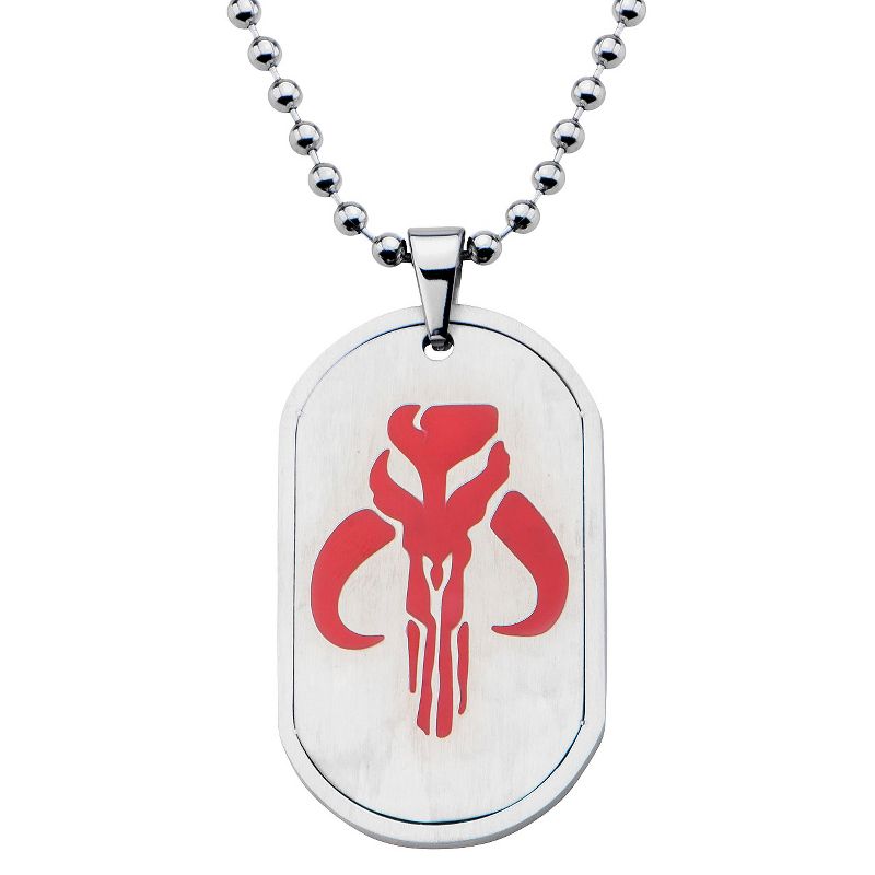 Men's Star Wars Mandalorian Symbol Stainless Steel Dog Tag (22")