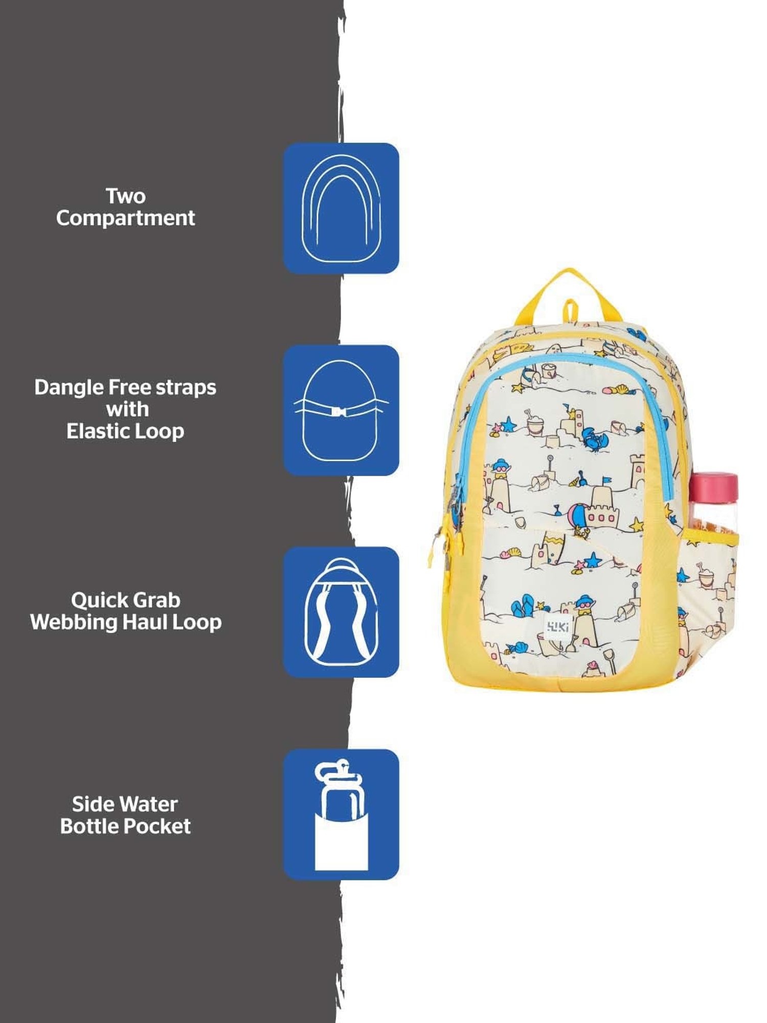 Wiki 15 Ltrs Yellow Medium Backpack