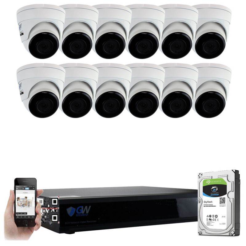 GW Security 16CH 4K PoE NVR Security System, (16) 1/2.3" Progressive Scan CMOS IP Camera, 3.6mm IR Lens, 18pcs SMD LED, 98 feet IR Distance (4TB HDD)