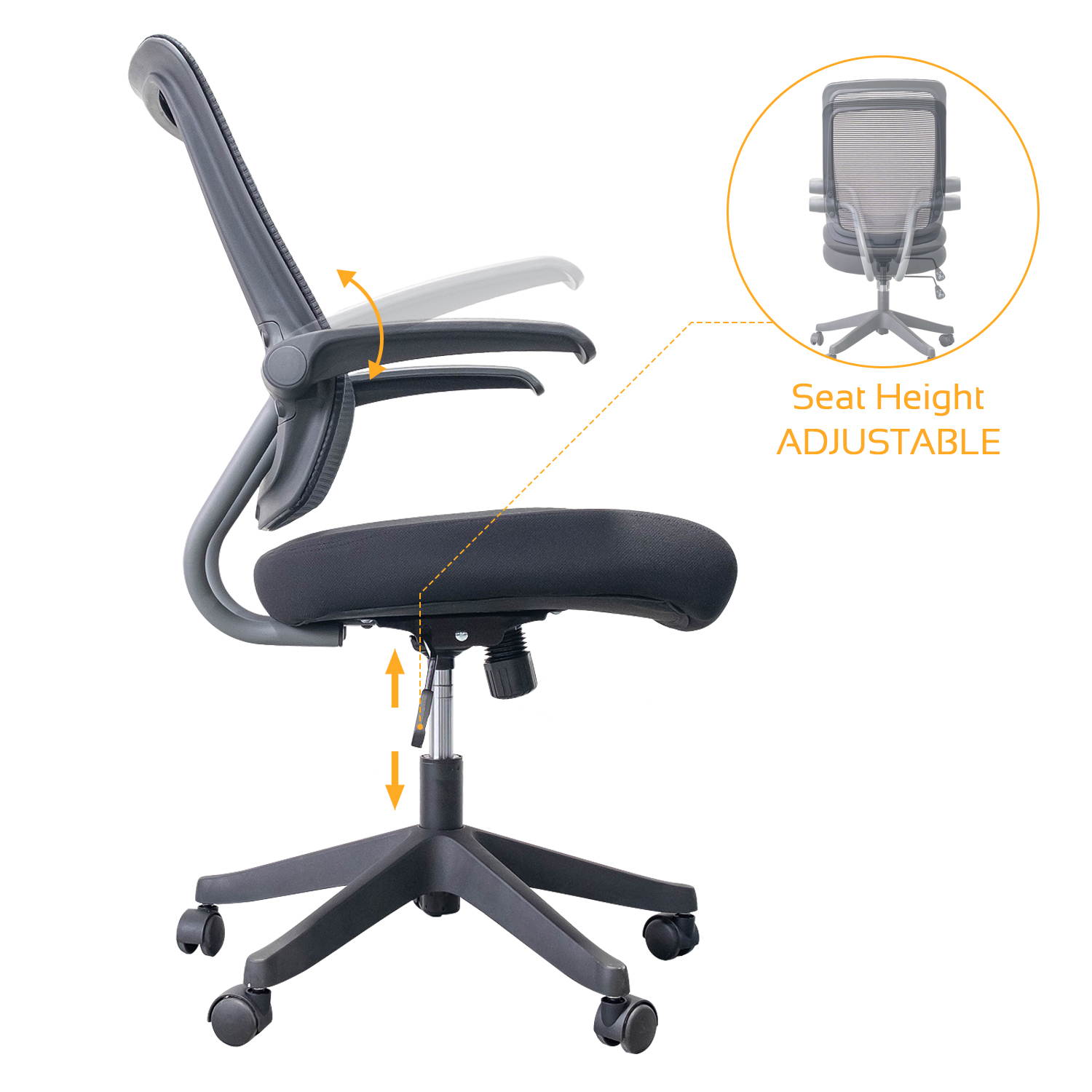 Ergonomic office chair mesh computer chair with seat height adjustment