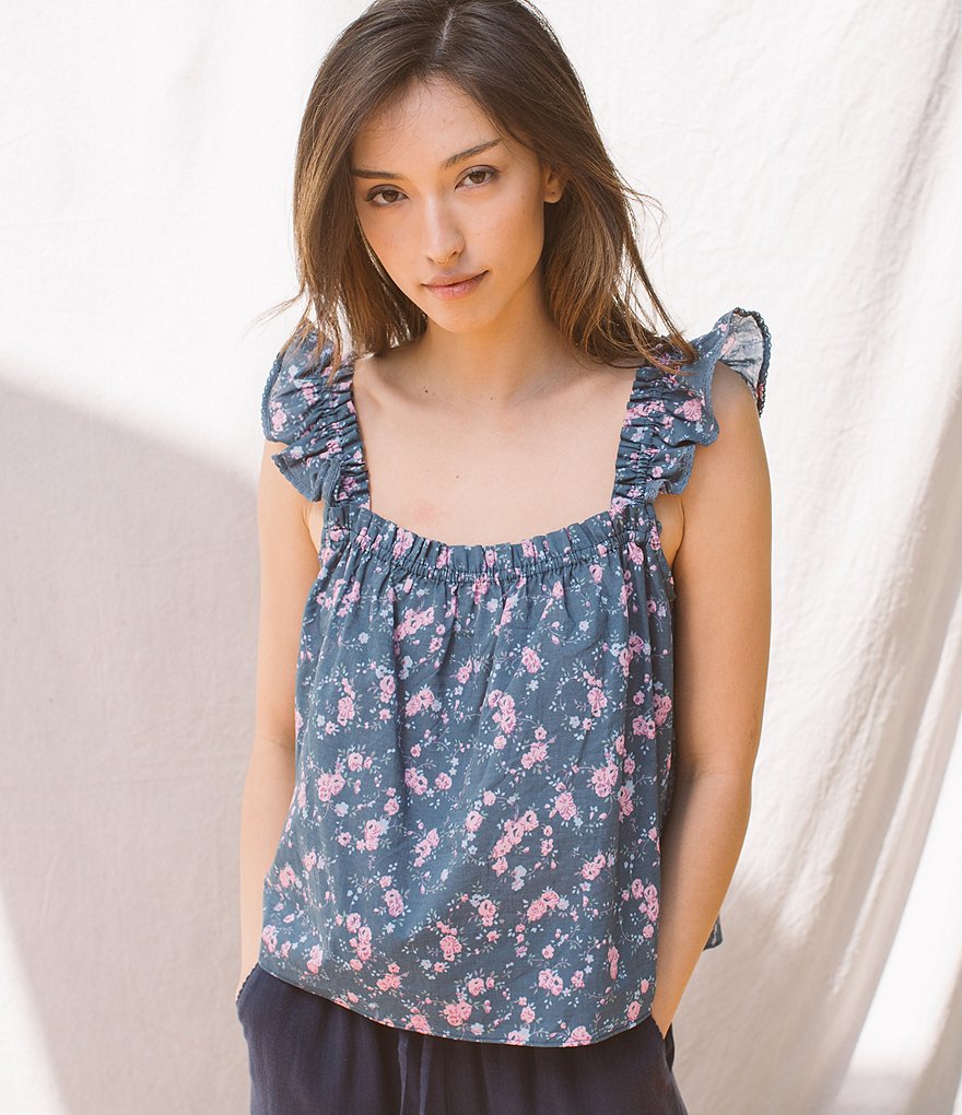 Shabby Chic Selena Floral Square Neck Tank