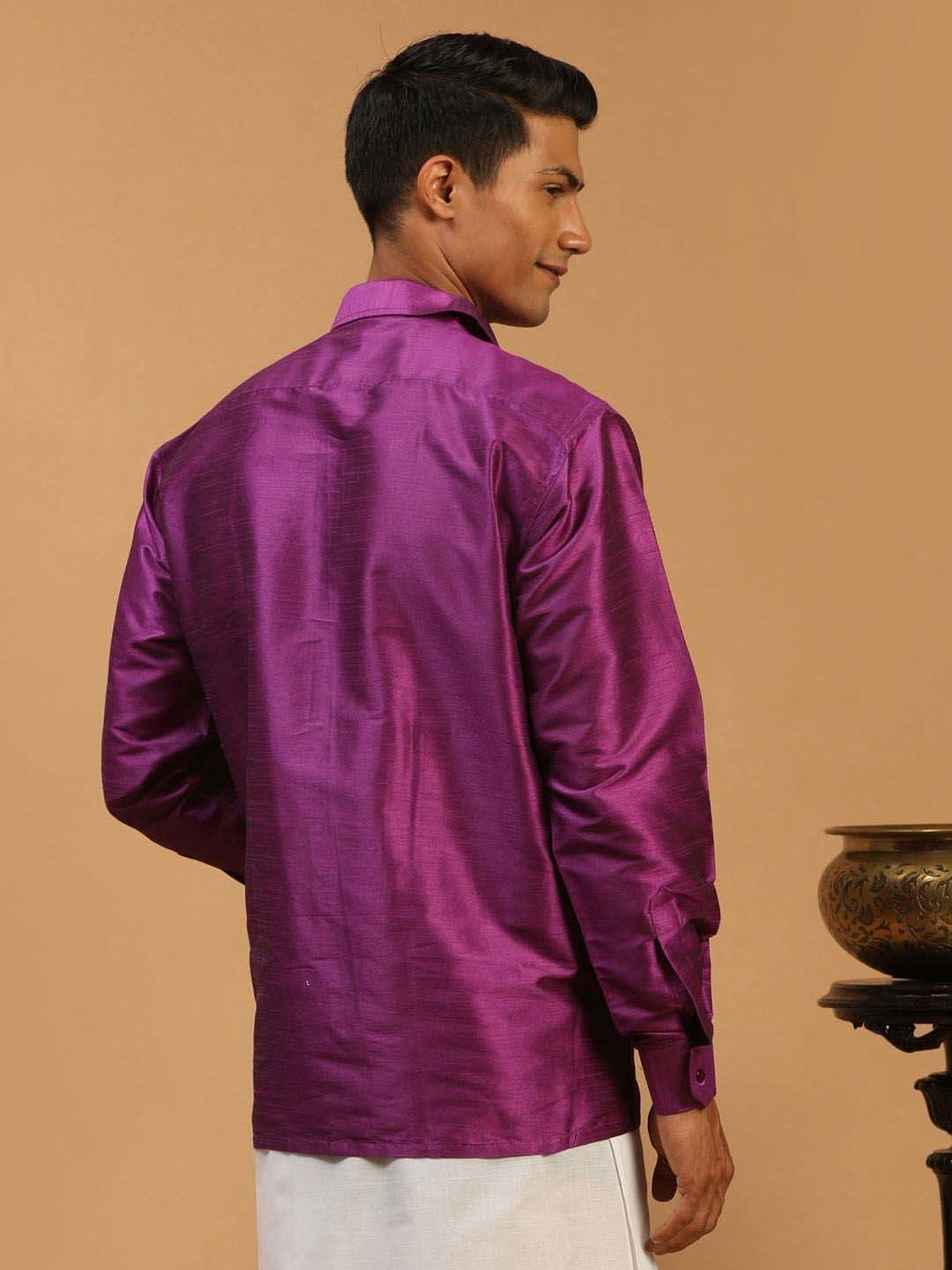 Vastramay Purple Regular Fit Ethnic Shirt