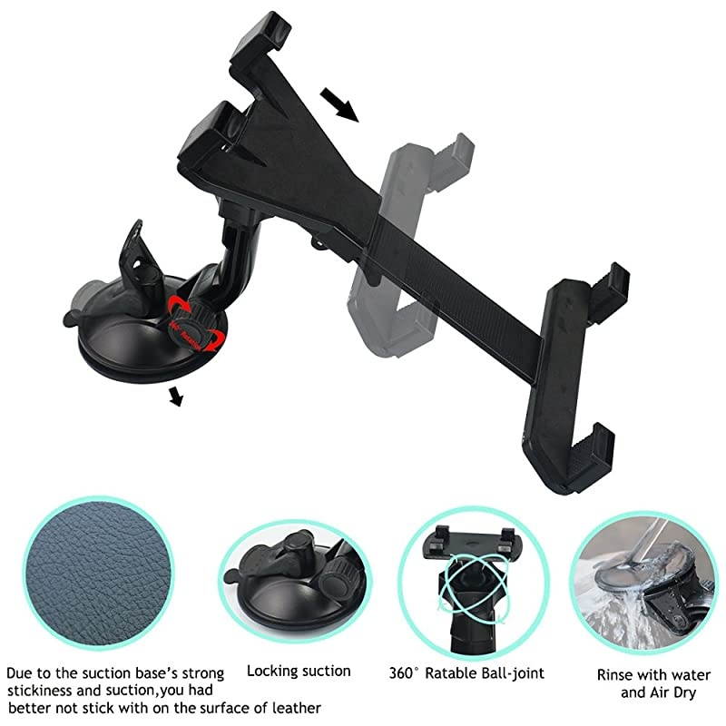 Car Tablet Mount HolderDash Tablet Holder for Car Windshield Dashboard Universal 360 Degree Rotation for iPad Mini 4321Samsung Galaxy Size7897105 inch TPU Suction Cup Viscosity Mount
