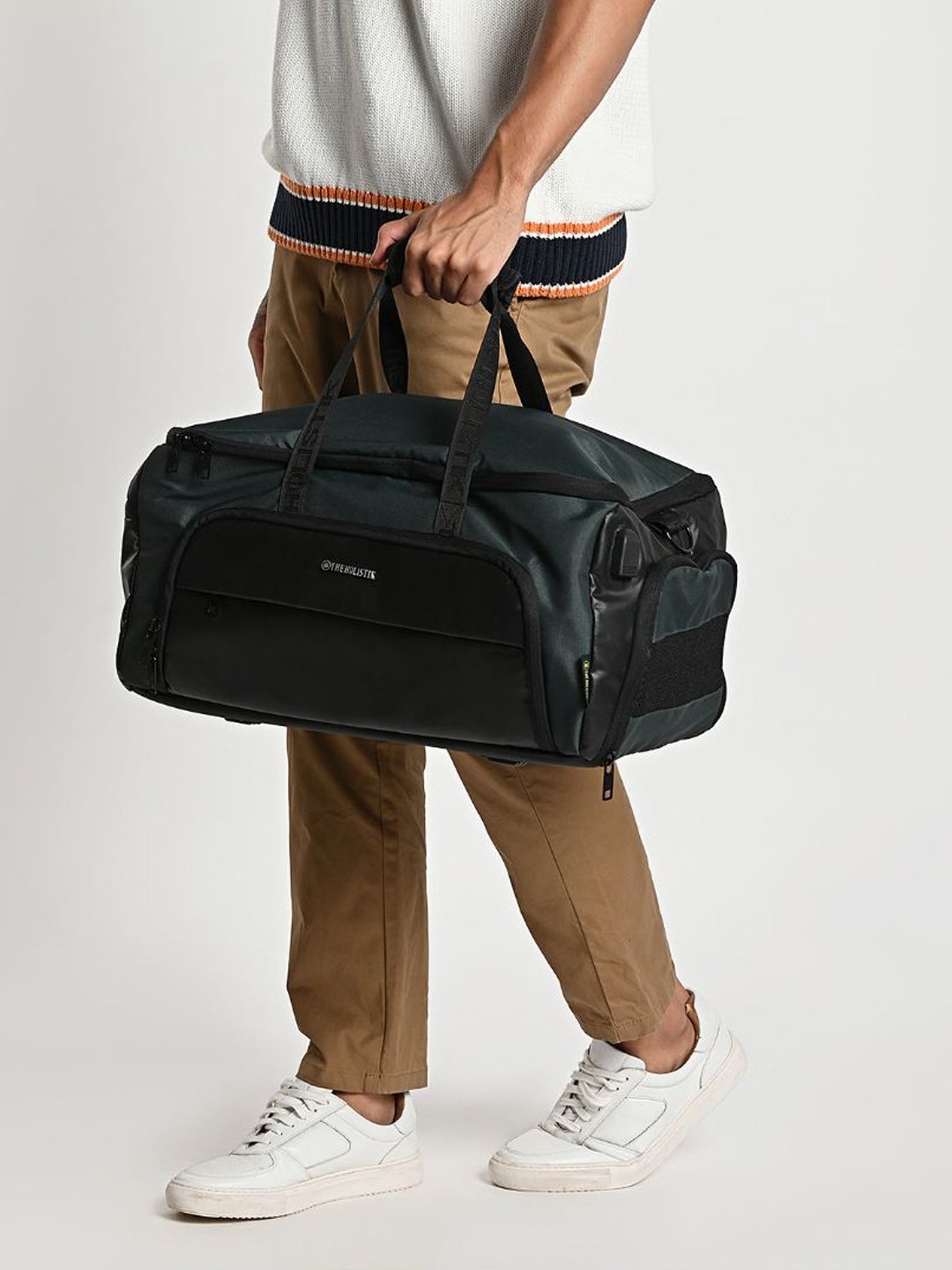THE HOLISTIK Green & Black Large Wanderer Expandable Duffel Bag