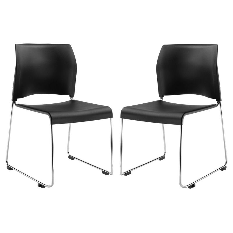 2pk Cafetorium Plastic Stack Chair Black - Hampton Collection