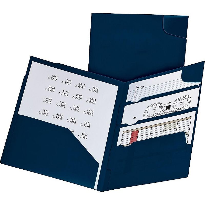 Oxford Divide It Up Four-Pocket Poly Folder 11 x 8-1/2 Navy 99801