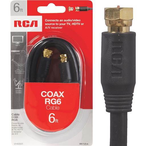 Voxx Accessories 6' Rg6 Black Coax Cable VH606R Unit: CARD