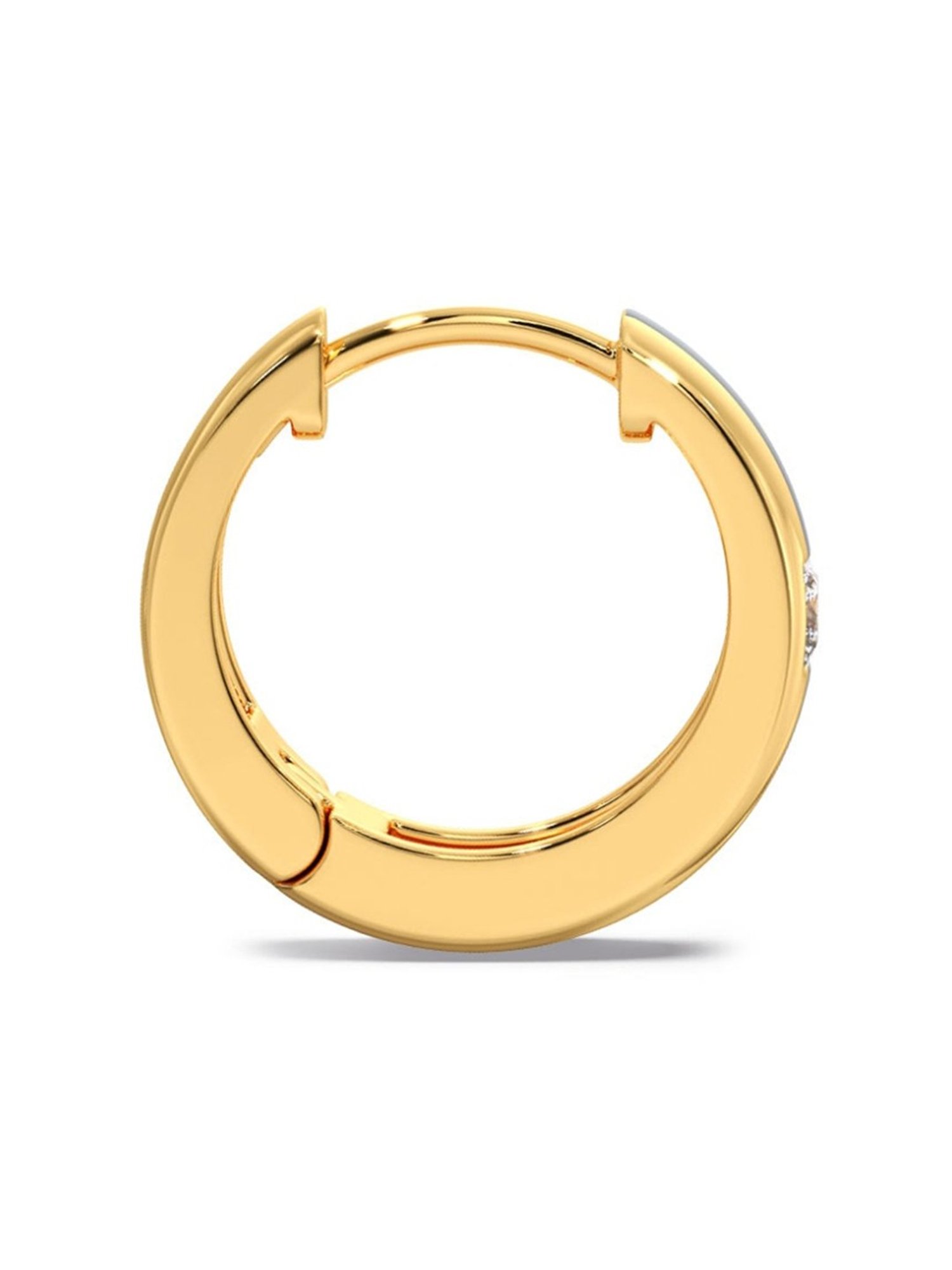 Candere by Kalyan Jewellers Peacock Collection 18k Yellow Gold Diamond Huggies Earrings for Men