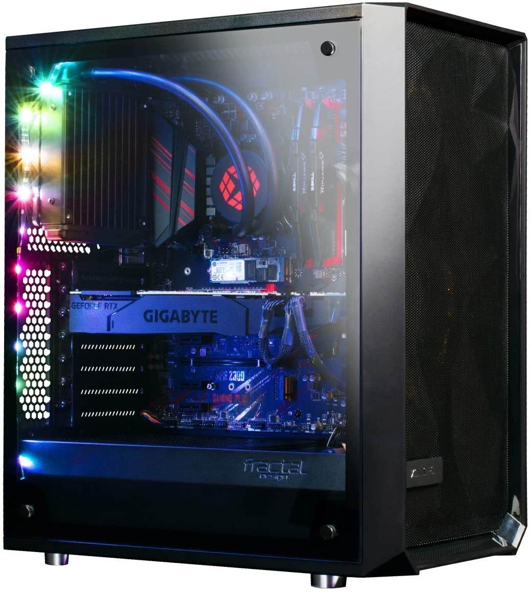 XOTIC Z490 Meshify C Gamer Computer (Intel 10th Gen i9-10900K 10-core 5.3GHZ Turbo, 16GB DDR4 RAM, 500GB NVMe SSD + 2TB HDD, GeForce RTX 3060 12GB, Windows 10) Liquid Cooled Gaming Desktop PC