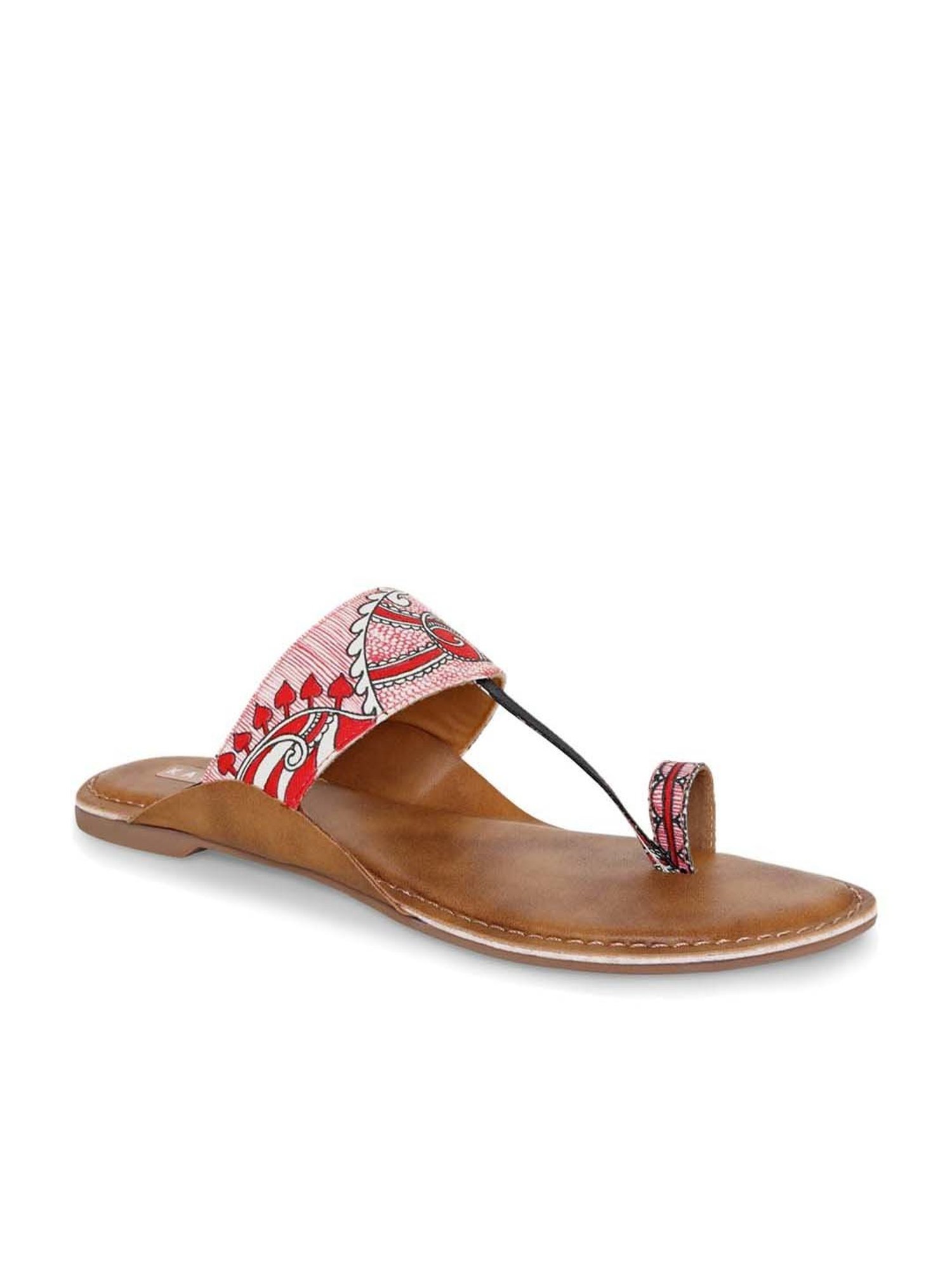 KANVAS Women's Kalamkari Peach Toe Ring Sandals