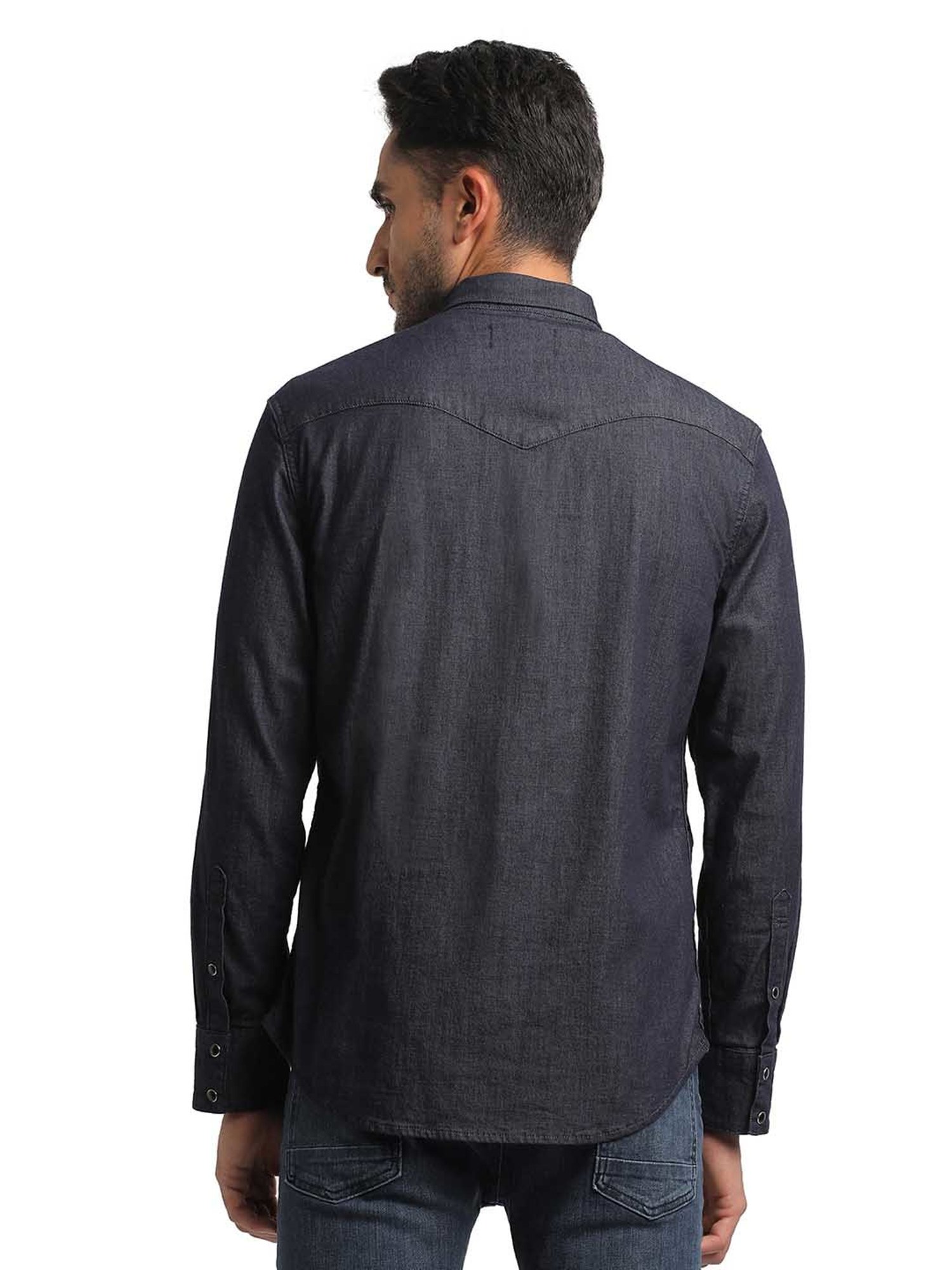 EVERBLUE Dark Blue Regular Fit Shirt