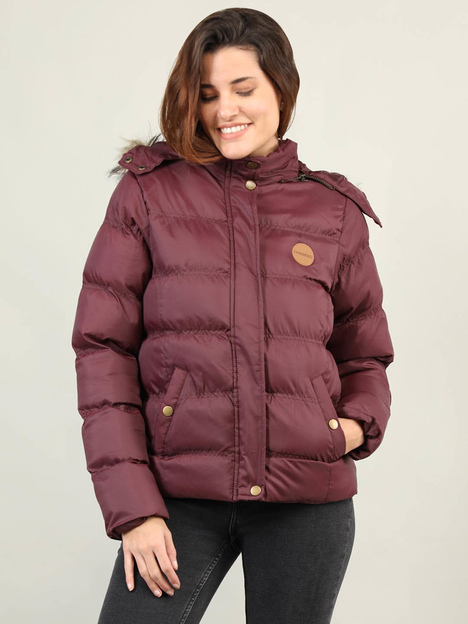 Chkokko Maroon Quilted Jacket