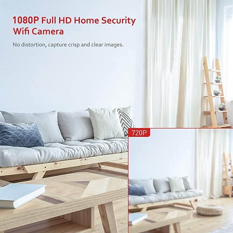 Home Camera, 1080P Wireless Security Wi-Fi Camera Indoor, Sound Detection, Motion Tracking, Motion Detection, Two-Way Audio, Night Vision, Cloud Storage, SD Card Storage, Pan/Tilt