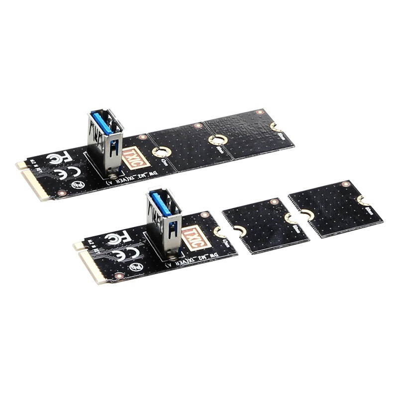 2pcs NGFF to PCI-E Riser Card M2 Slot to PCIe Expansion Card Convertor USB 3.0 Extender Adapter for Graphics Cards for BTC Miner