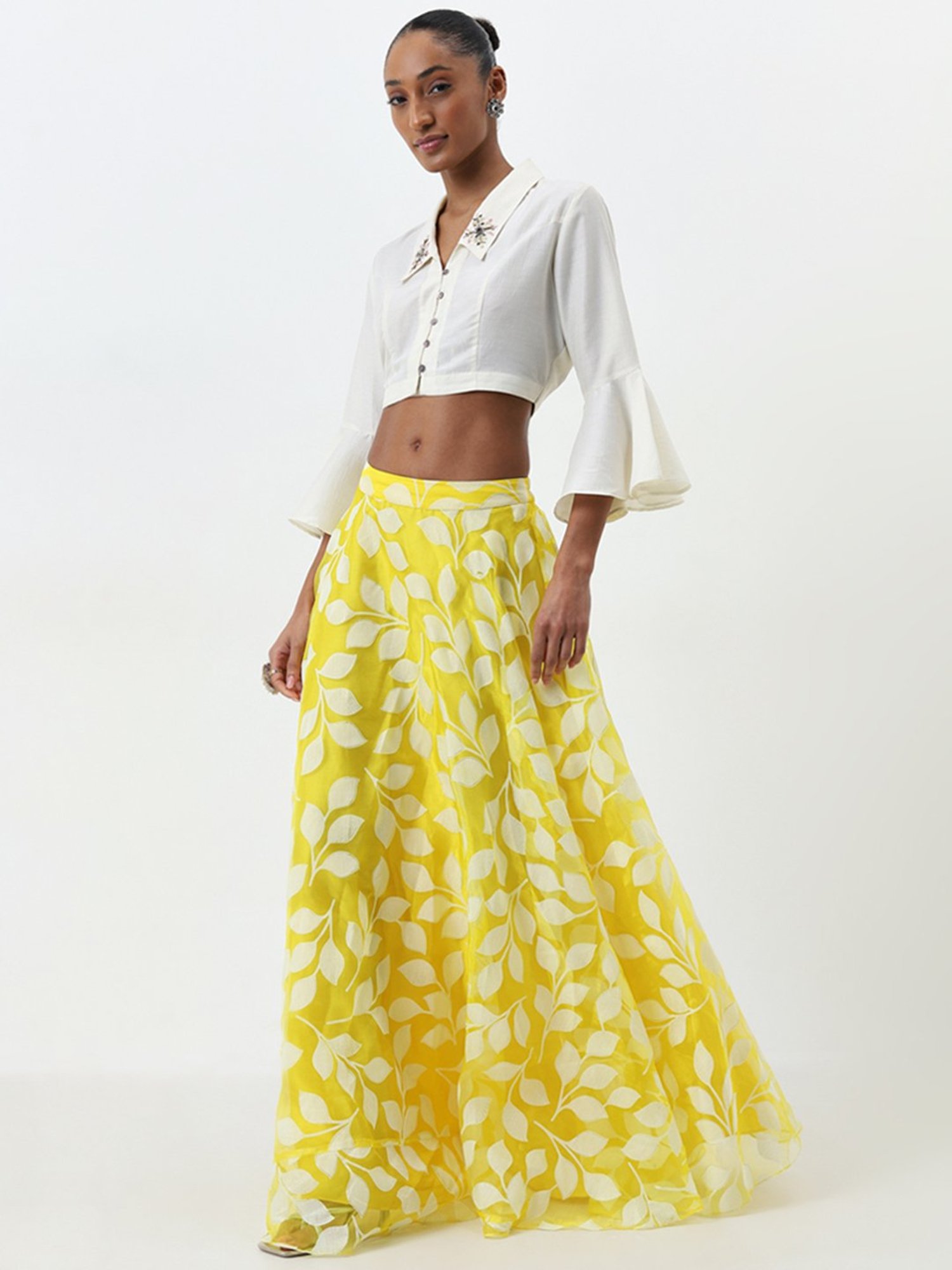 Vark by Westside Off-White Embroidered Crop Blouse