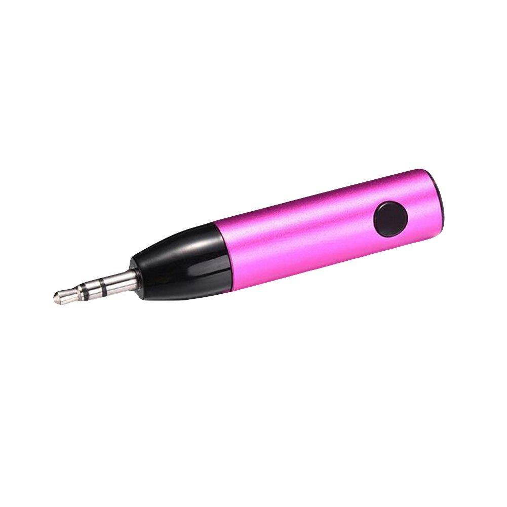 EIGIIS Wireless Bluetooth V4.1 Receiver Bullet Audio Adapter 3.5 mm AUX for Home Audio Music Streaming Sound System (Pink)
