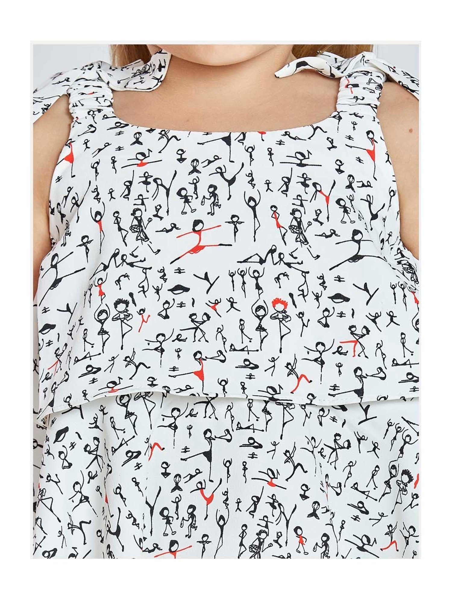 Peppermint Kids White & Red Printed Top Set