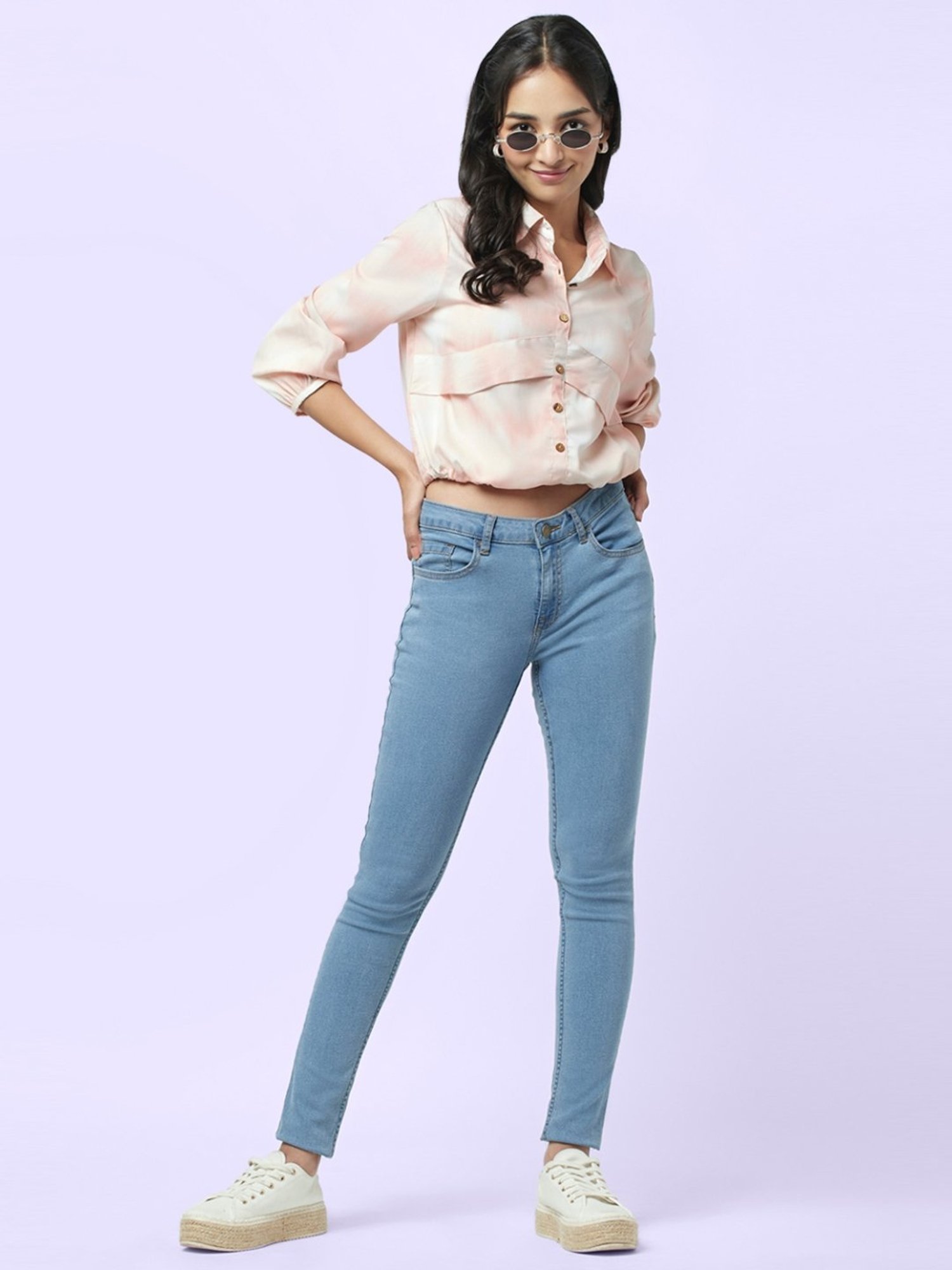 YU by Pantaloons Peach Printed Top