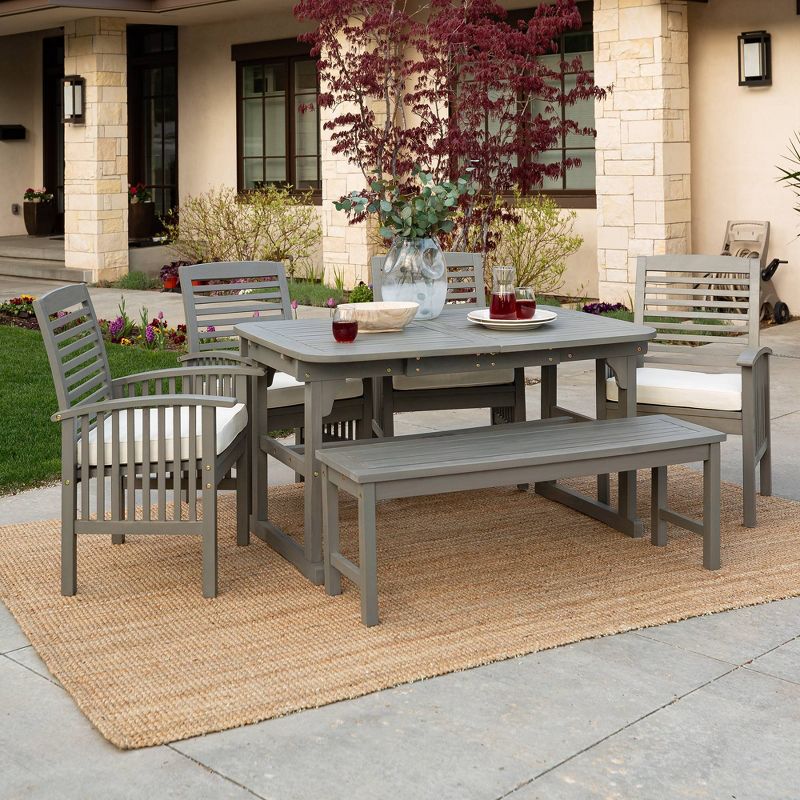 6pc Classic Outdoor Patio Dining Set Gray Wash - Saracina Home