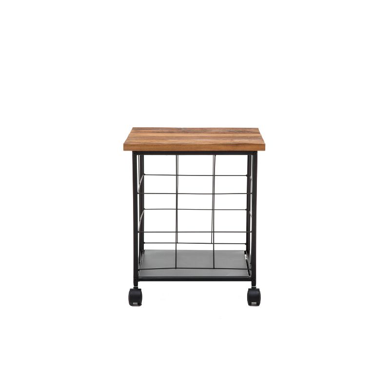 Weston Wood & Metal Rolling File Cabinet Brown/Black - Summerland Home