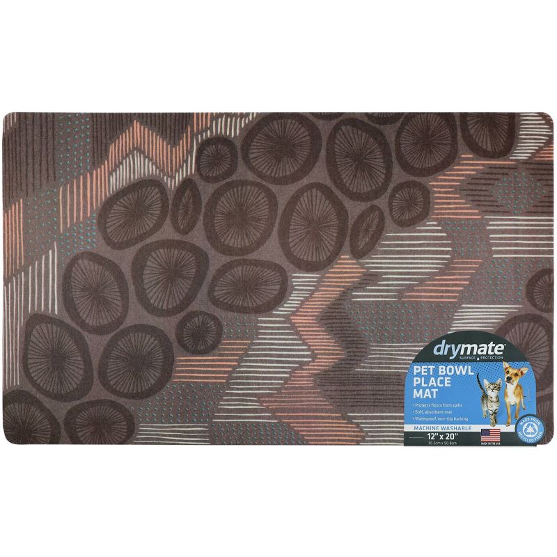 Drymate Dog and Cat Feeding Placemat - Abstract Lines Brown