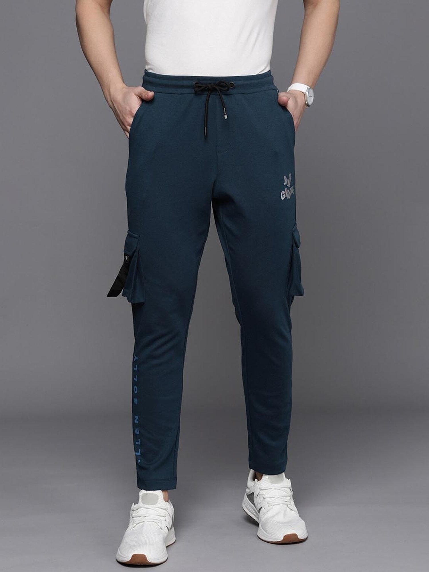Tribe by Allen Solly Navy Regular Fit Printed Trackpants