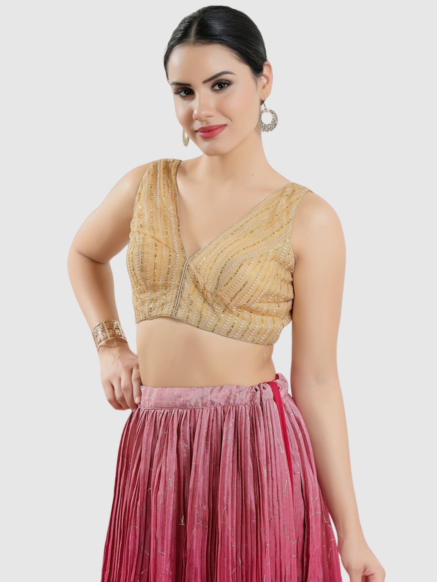 Salwar Studio Beige Embellished Blouse