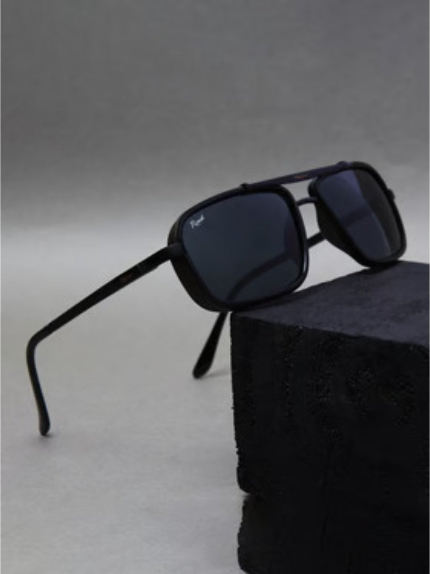 Resist Eyewear Black Rectangular Unisex Sunglasses