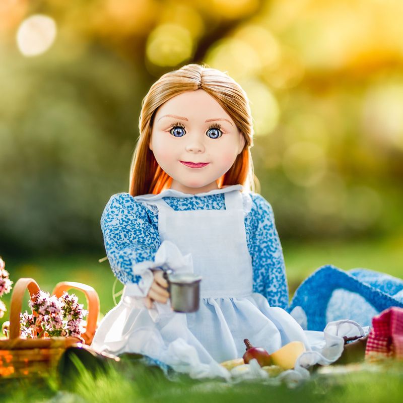 Little House Blue Calico Dress, Bonnet, Apron, Pantaloons Fits 18" Dolls