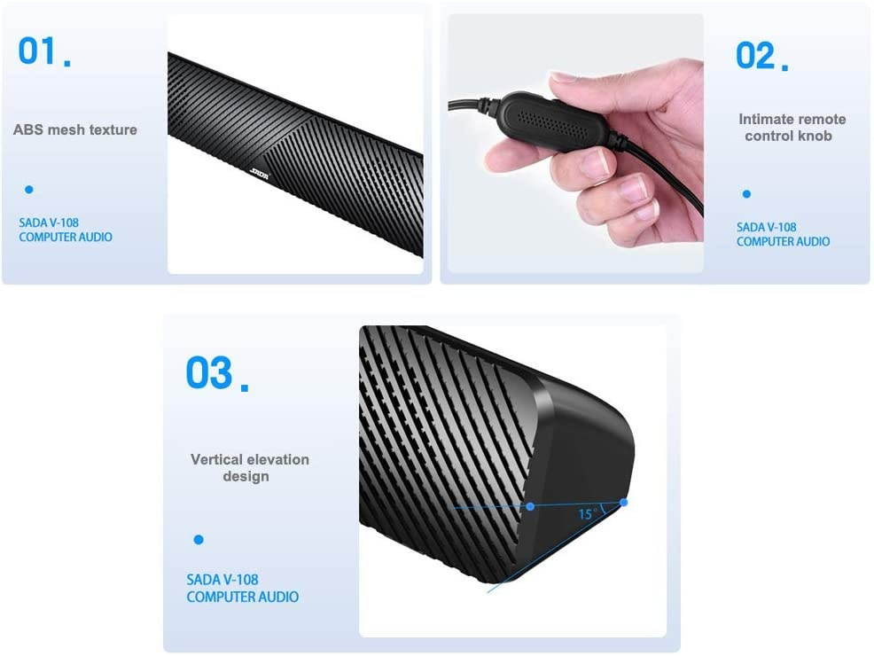 Docooler 3.5mm Wired Speaker Enhanced Bass Subwoofer USB Powered Computer Sound Box Plug and Play