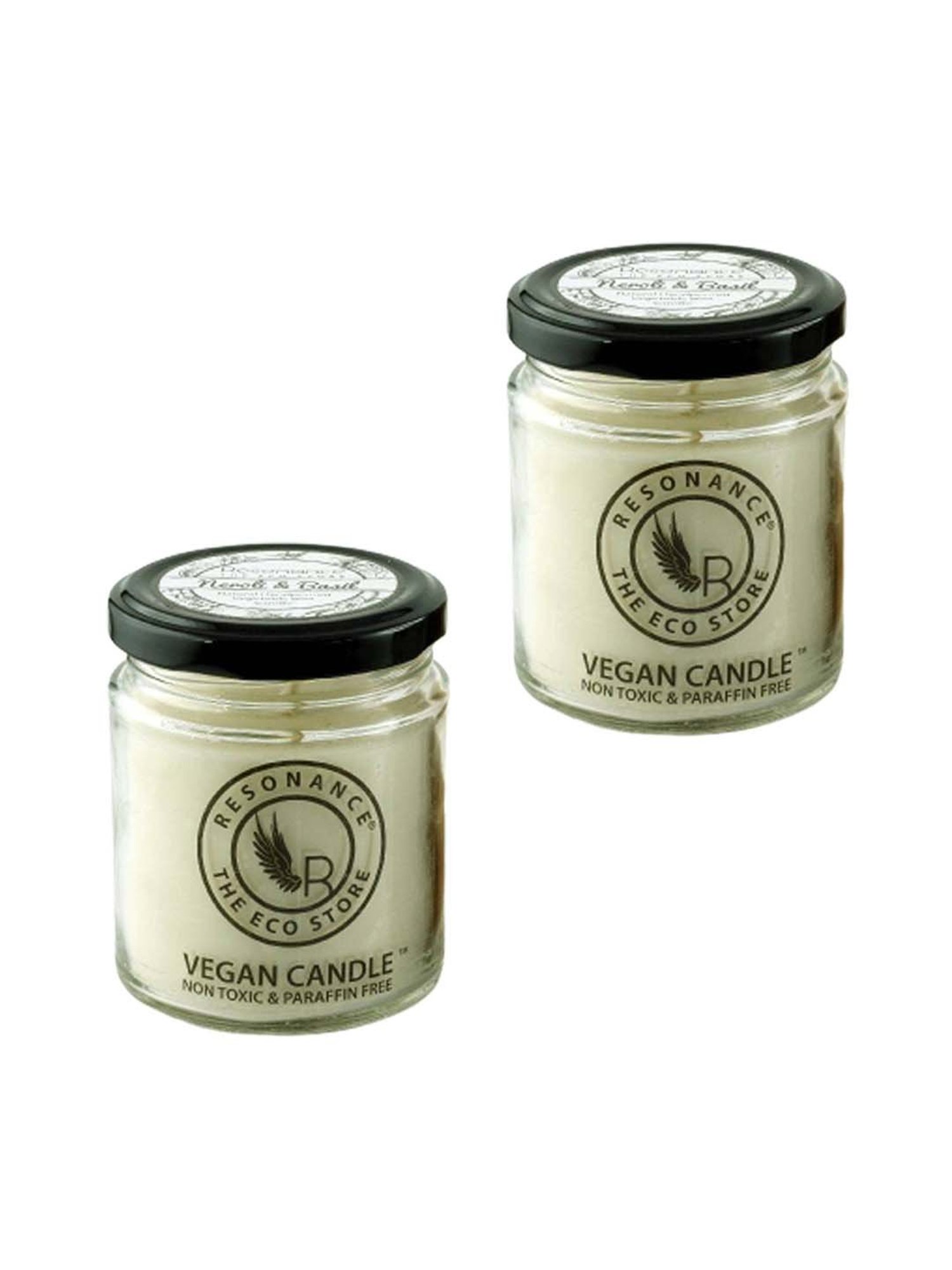 RESONANCE White Soy Wax Scented Aromatic VEGAN Candles (Neroli & Basil) - Set of 2