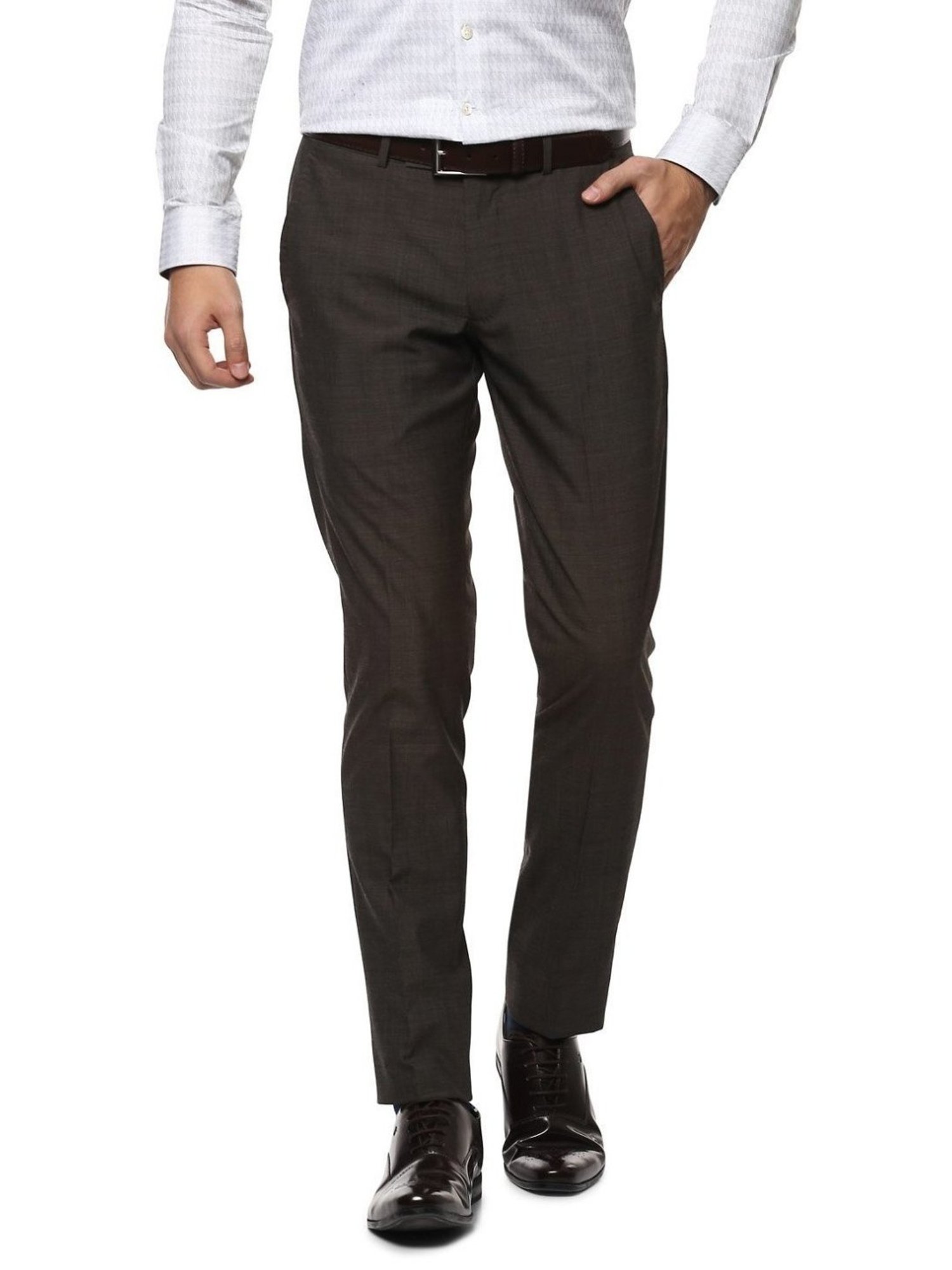 Simon Carter London Grey Slim Fit Flat Front Trousers