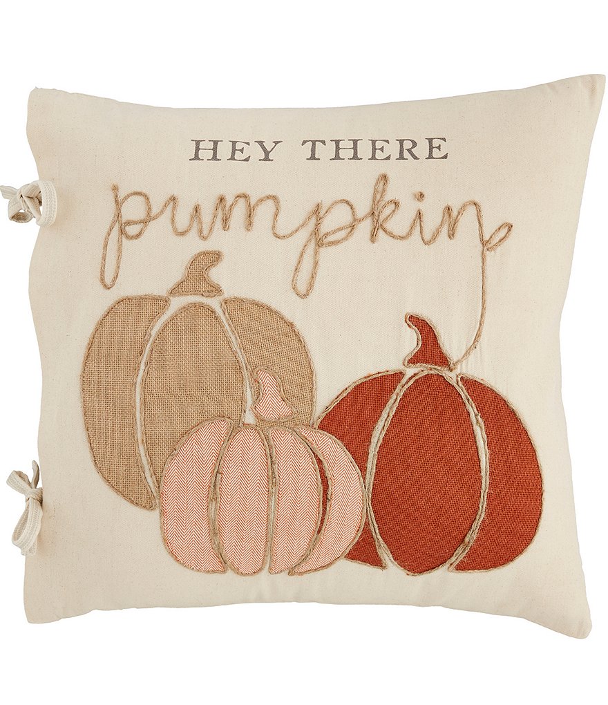 Mud Pie Festive Fall Collection Hey There Pumpkin Canvas Pillow