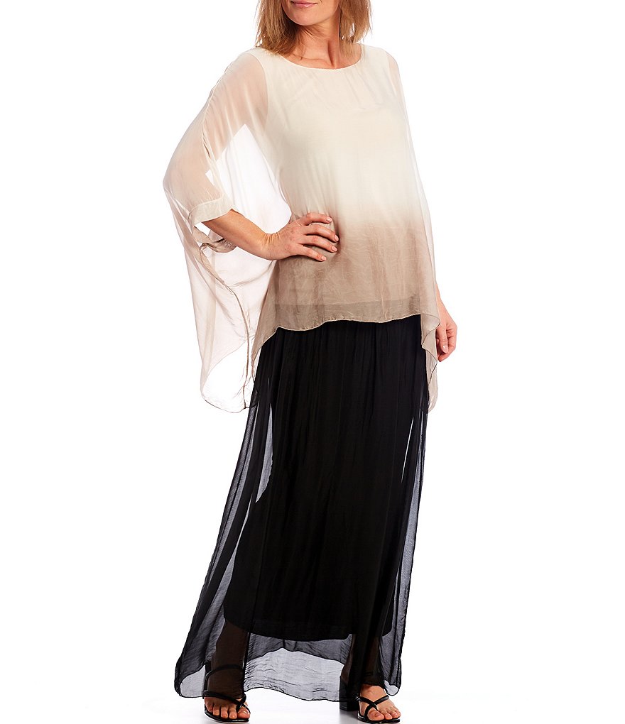 M Made in Italy Silk Blend Maxi Skirt