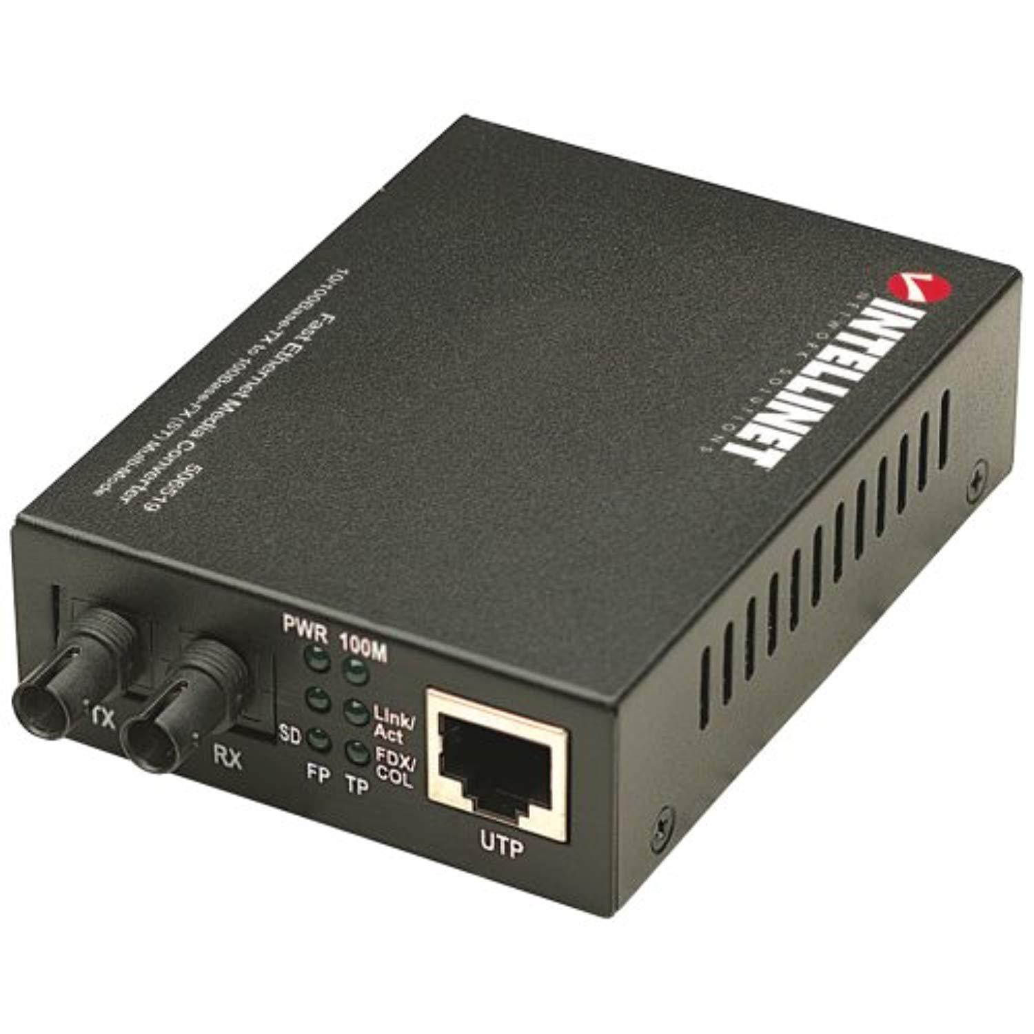 new-intellinet 506519 10/100base-tx to 100base-fx (st) multi-mode, 2-km ethernet media converter - ici506519