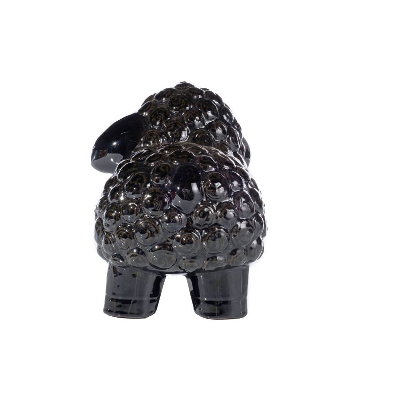 11.75" Handmade Glazed Ceramic Sheep Statue Black - Alfresco Home LLC
