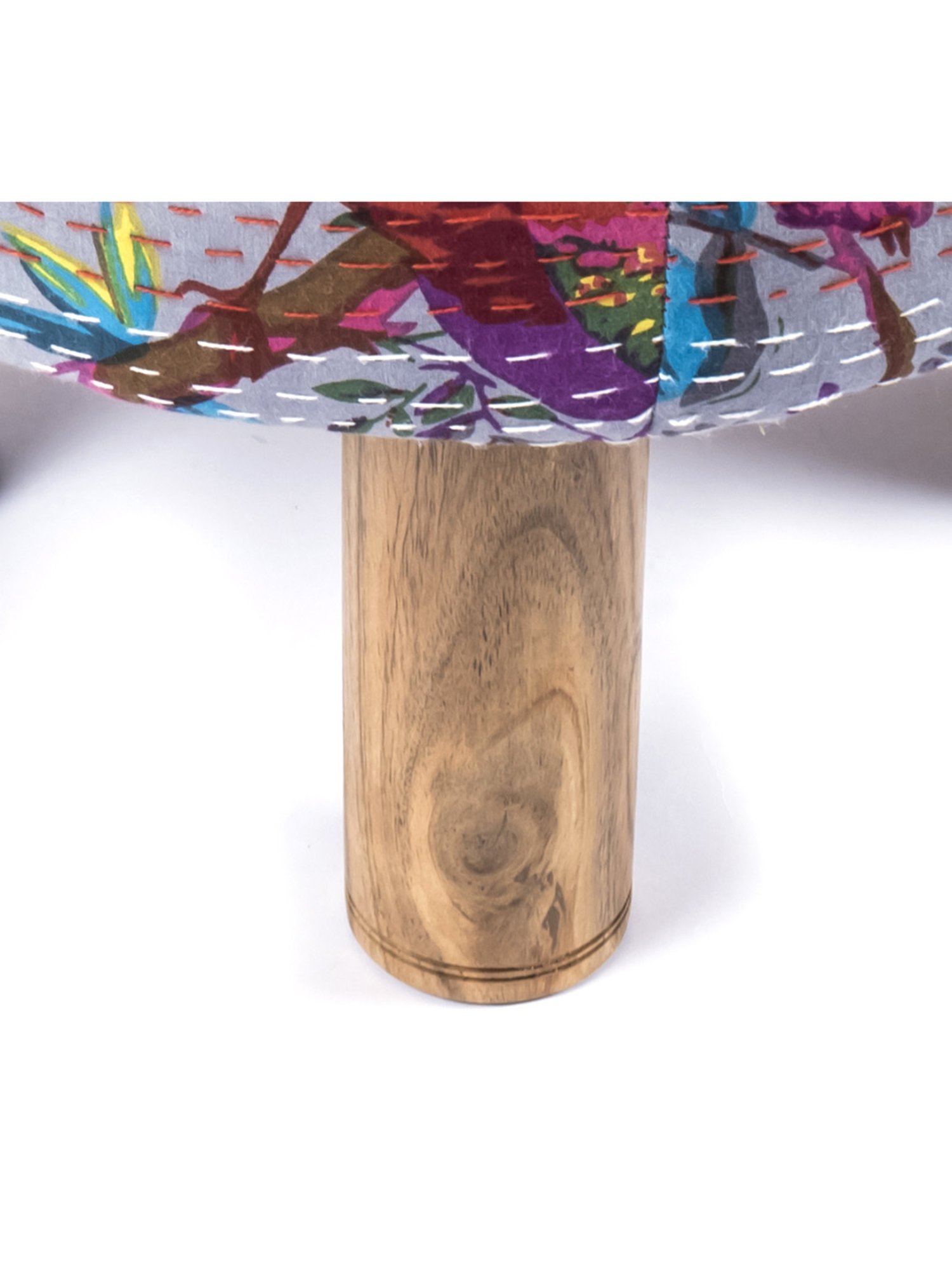 Chumbak Spring Marigold Floral Green Mango Wood Modern Trunk Storage Ottoman