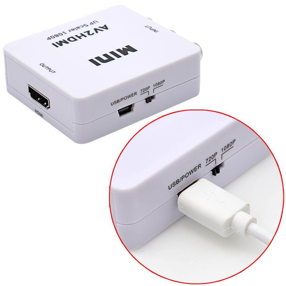 Hot Sale White RCA AV HDMI CVBS to HDMI Adapter HD 720P 1080P AV to HDMI Mini av2hdmi Video Converter