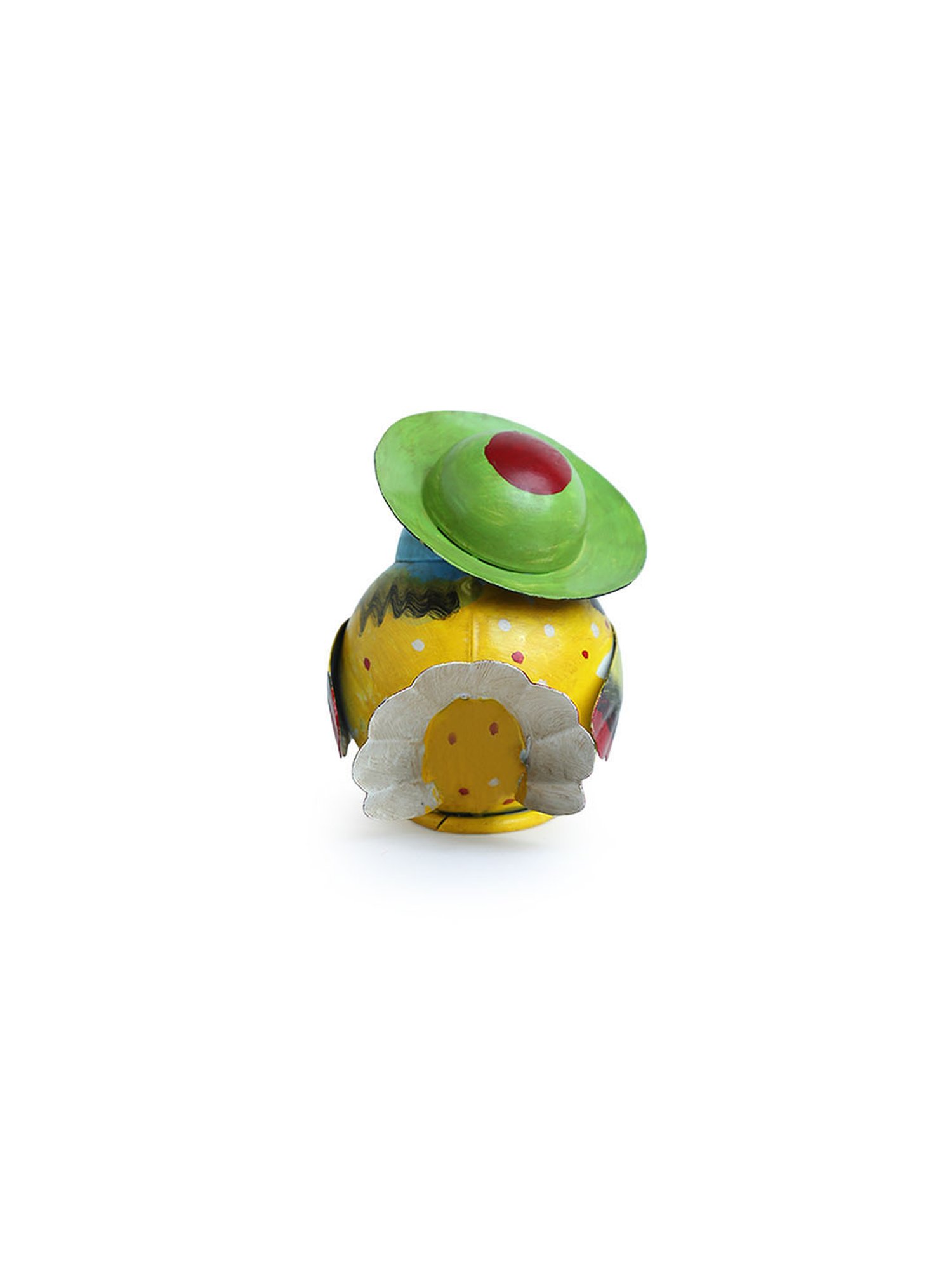 ExclusiveLane Yellow and Sky Blue Sheet Metal Mr. Sparrow Garden Showpiece - Set of 1