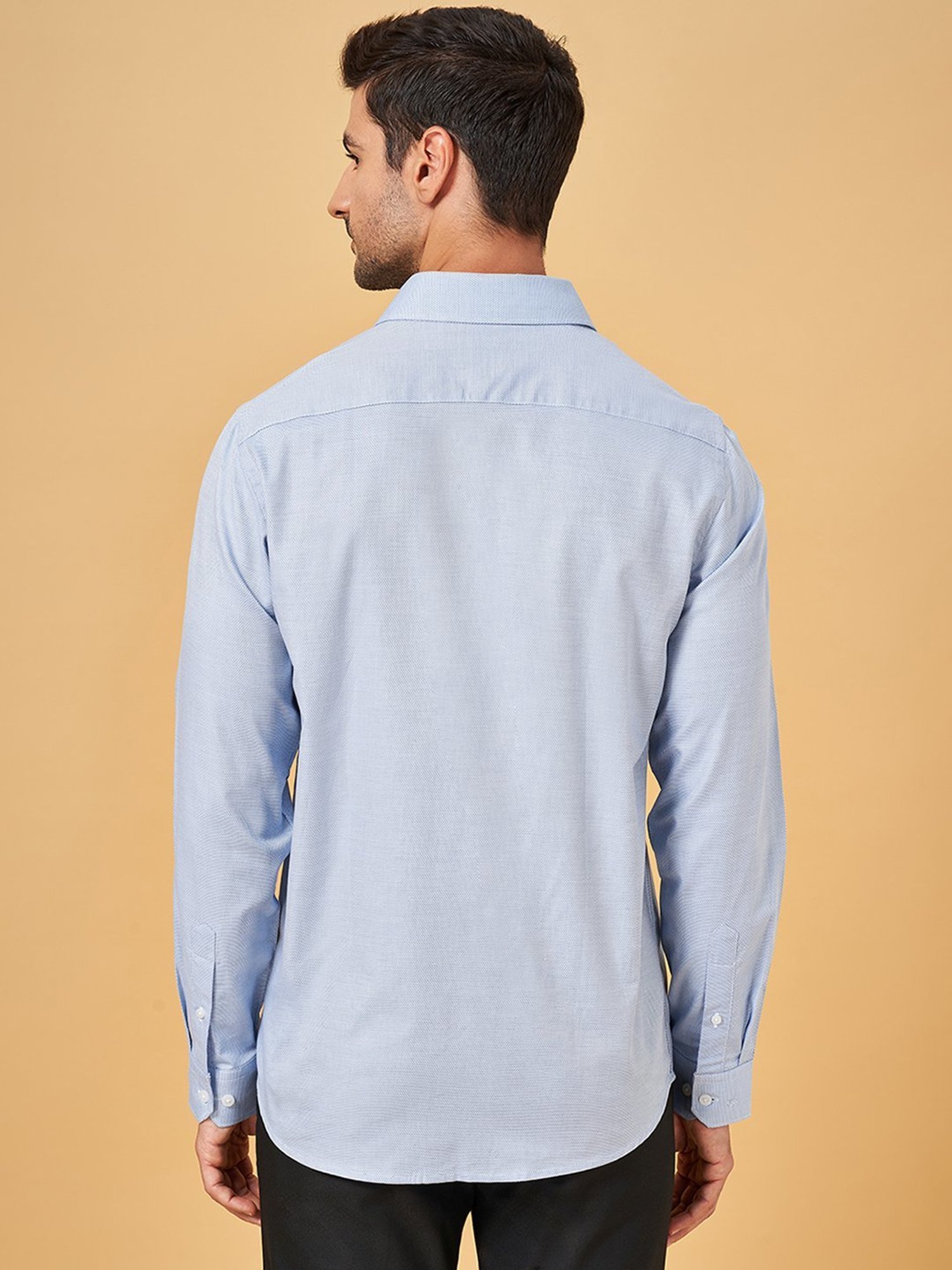 Peregrine by Pantaloons Ultramarine Cotton Regular Fit Texture Shirt