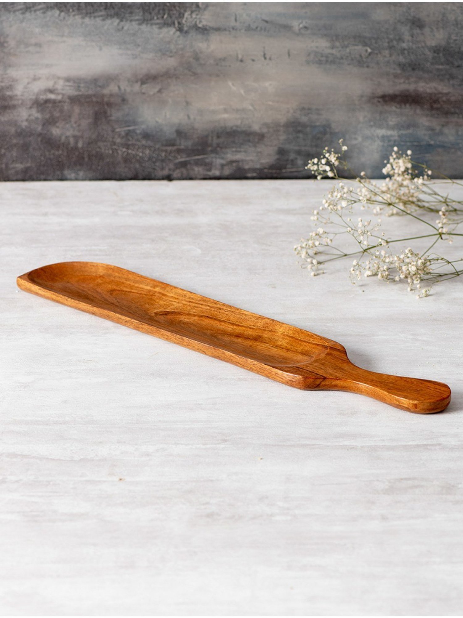 Nestroots Serving Platter Tray for Snack Wooden Rectangular Serving Tray with Handle Cheese Board