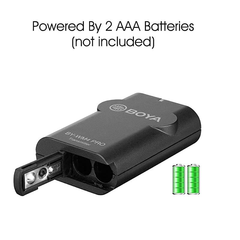 by-WM4 Pro K2 2.4G Wireless Microphone System(Dual Transmitters + One Receiver) with Hard Case Compatible with DSLR Camera Camcorder Smartphone PC Tablet Sound Audio Recording Interview