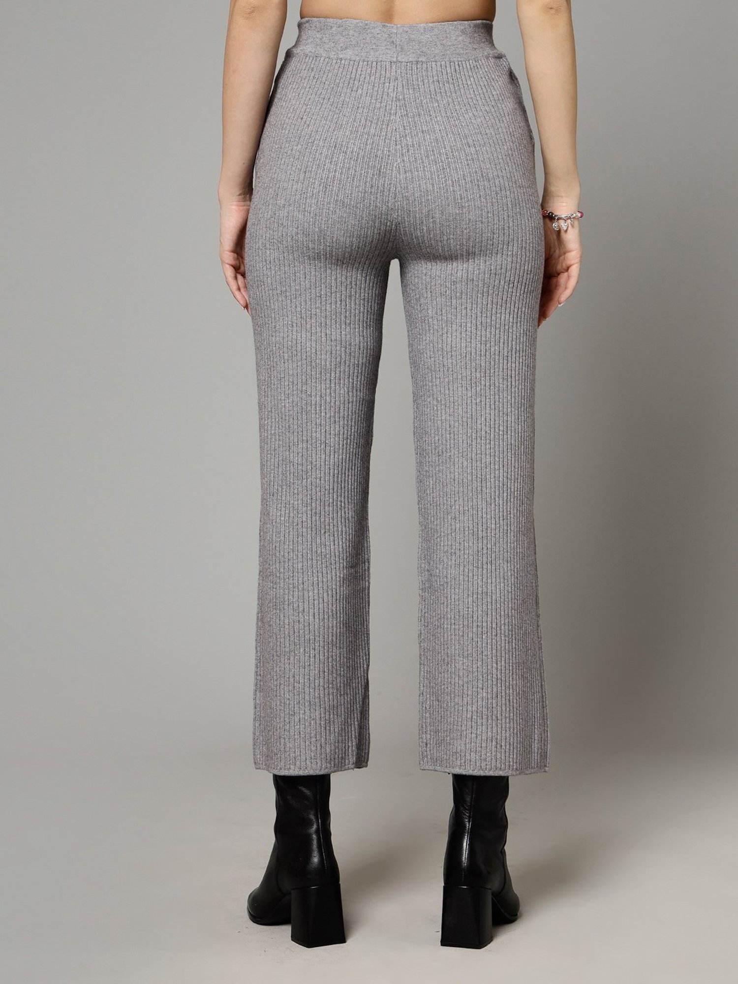 Mafadeny Light Grey Regular Fit Mid Rise Palazzos