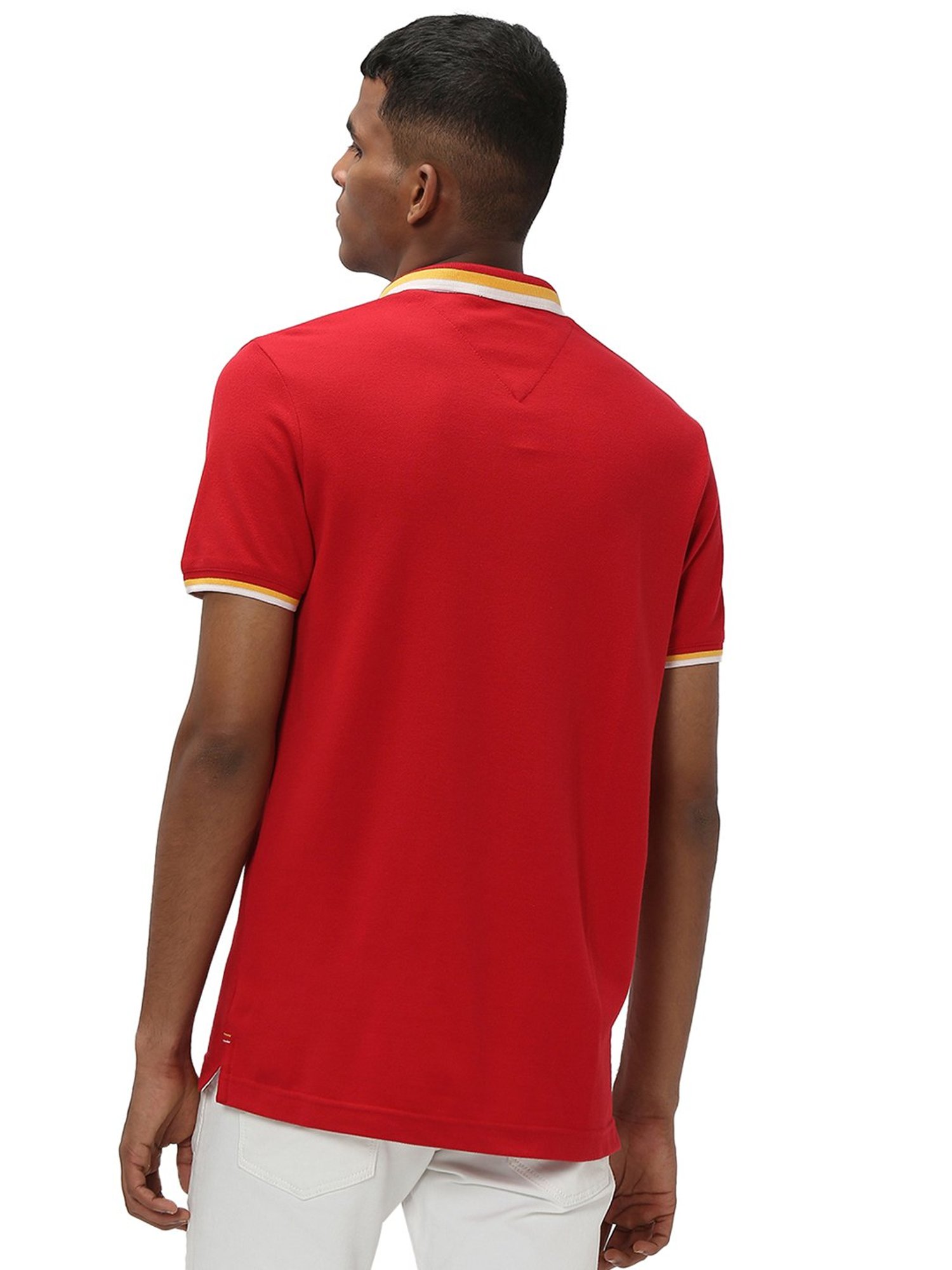 Mufti Red Slim Fit Cotton Polo T-Shirt