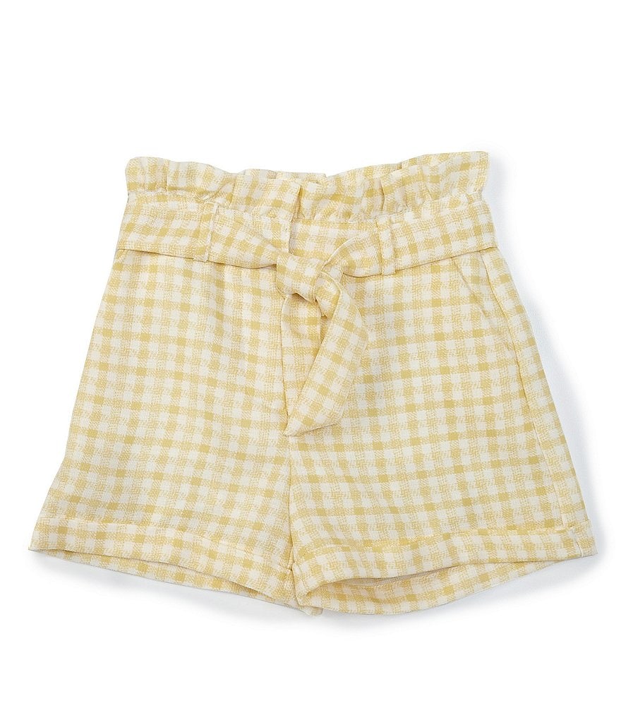 GB GB Girls Big Girls 7-16 Gingham Paperbag-Waist Short