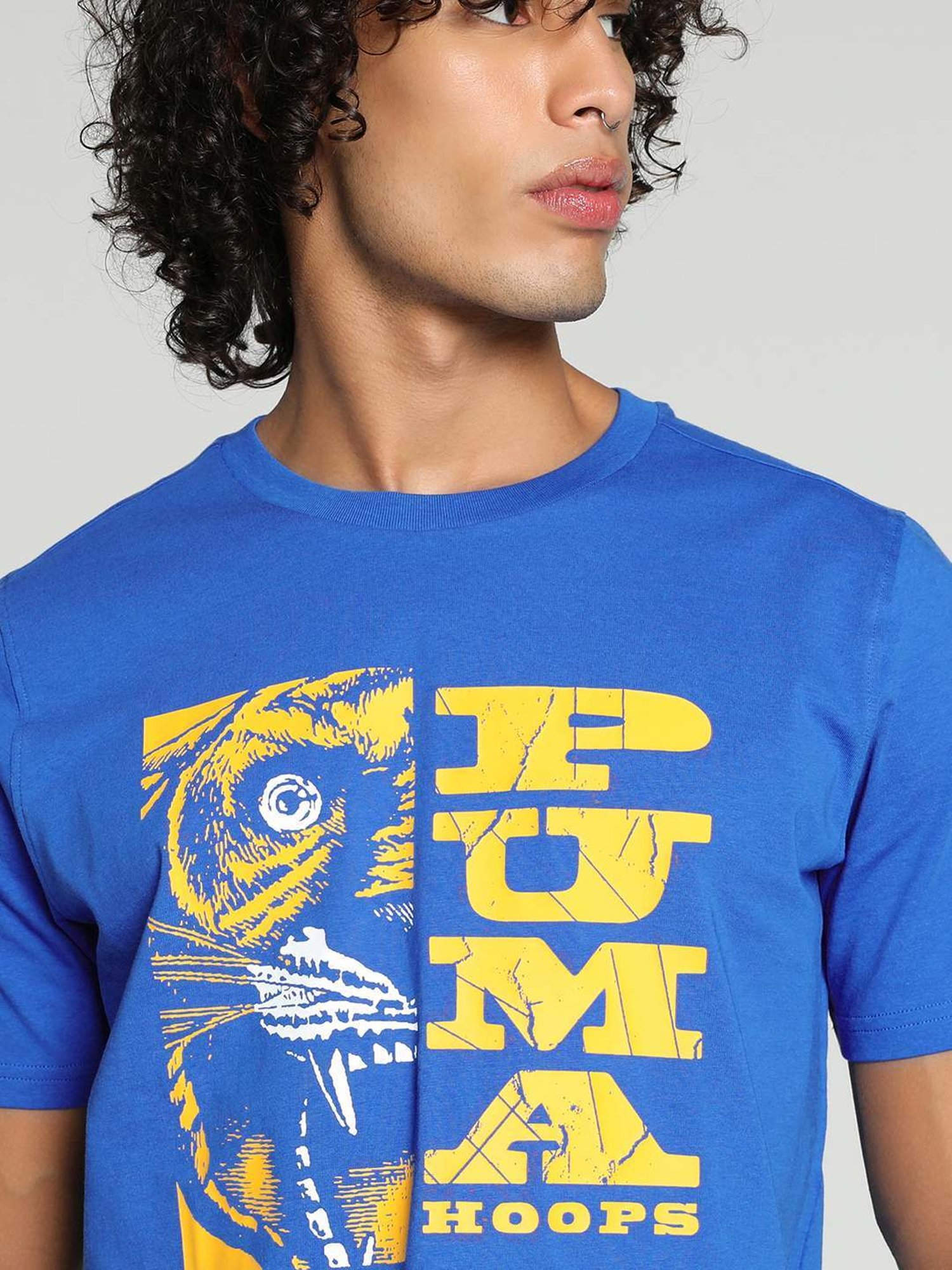 Puma THE BLUEPRINT SUPPORTING ACT Blue Cotton Regular Fit Printed Sports T-Shirt