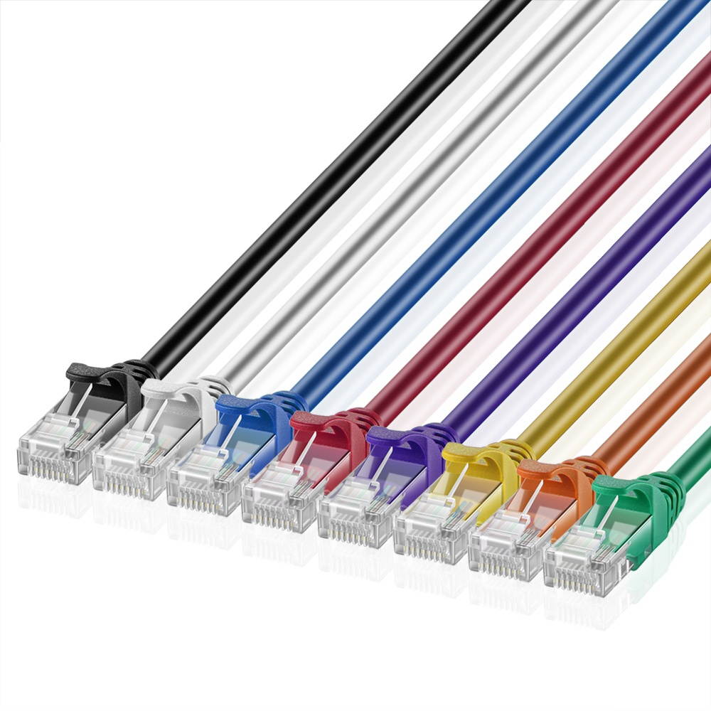 Cat6 Ethernet Patch Cable 8-Color Combo Pack (6FT) - Professional Shielded Snagless RJ45 Connector Computer Internet Networking LAN Wire Cord Jack Plug Premium Twisted Pair