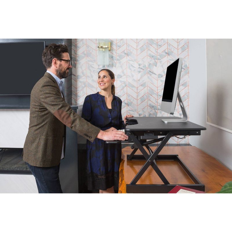 38" Large Height Adjustable Standing Desk Converter Black - Rocelco
